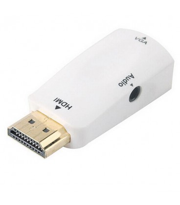 Конвертер-адаптер HDMI (тато) на VGA (мама), White, CristalBox