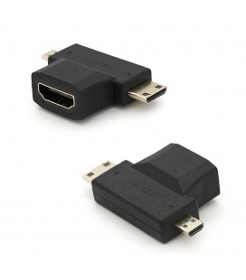 Перехідник mini HDMI (тато) -micro HDMI (тато) -HDMI (мама)