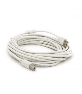 Кабель USB 2.0 AM/BM, 5.0m, 1 ферит, білий