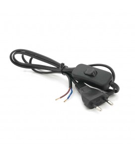 Кабель питания Schuko с переключателем, длина 1.8м, сечение 0.5-0.75mm, под пайку, Black, OEM