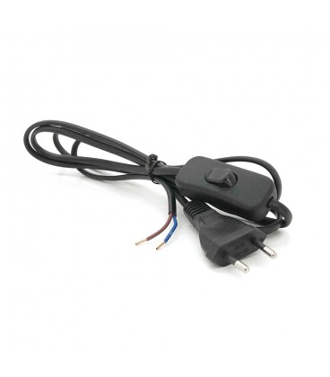 Кабель питания Schuko с переключателем, длина 1.8м, сечение 0.5-0.75mm, под пайку, Black, OEM