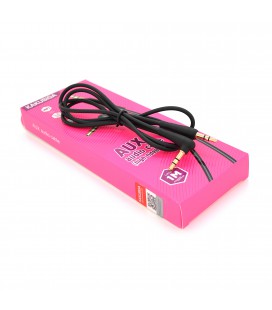 Кабель  iKAKU KSC-521 MEILE AUX Audio DC3.5 тато-тато 1.0м, GOLD Stereo Jack, (круглий) Black cable, Box