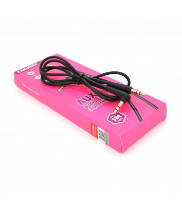 Кабель  iKAKU KSC-521 MEILE AUX Audio DC3.5 тато-тато 1.0м, GOLD Stereo Jack, (круглий) Black cable, Box