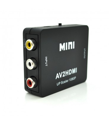 Конвертер Mini, AV to HDMI, ВХІД 3RCA(мама) на ВИХІД HDMI(мама), 720P/1080P, Black, BOX