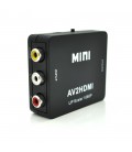 Конвертер Mini, AV to HDMI, ВХІД 3RCA(мама) на ВИХІД HDMI(мама), 720P/1080P, Black, BOX