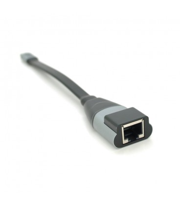 Конвертер Type-C (папа)/RJ-45(мама), 18cm, плоский, chip:RTL8153, 1000Mbps, Black