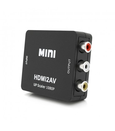 Конвертер Mini, HDMI to AV, ВИХІД 3RCA(мама) на ВХІД HDMI(мама), 720P/1080P, Black, BOX