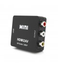 Конвертер Mini, HDMI to AV, ВИХІД 3RCA(мама) на ВХІД HDMI(мама), 720P/1080P, Black, BOX