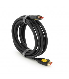 Кабель Merlion HDMI-HDMI V-Link High Speed 3.0m, 4K, v2,0, OD-8.2mm, круглый Black, коннектор Black/Yellow, Blister-box, Q80