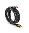 Кабель Merlion HDMI-HDMI V-Link High Speed 3.0m, 4K, v2,0, OD-8.2mm, круглий Black, конектор Black/Yellow, Blister-box, Q80