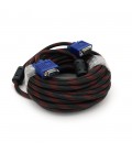 Кабель Merlion VGA 3 + 4, 10m, male to male (тато-тато), OD-8.2mm, 2 ферита, обплетення, круглий Black/Red, коннектор Blue