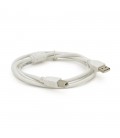 Кабель USB 2.0 AM/BM  1 ferite, пакет, довжина 0,8 м., білий