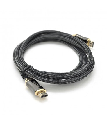 Кабель VEGGIEG HX-2 HDMI-HDMI 2K * 4K, 2m, v2,0, OD-7.0mm, круглий, обплетення, Black, коннектор Black-Gold, Пакет