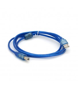Кабель USB 2.0 RITAR AM / BM, 1.5m, 1 ферит, прозорий синій Q250
