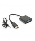 Конвертер HDMI (тато) на VGA (мама) 10cm, Black, 4K / 2K, Пакет + AUDIO Q300