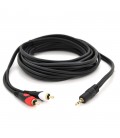 Кабель DC3.5 (тато)  2хRCA (тато), GOLD Jack, CU, Stereo, круглий, Black, 3,0 м, (Пакет) преміум Q100