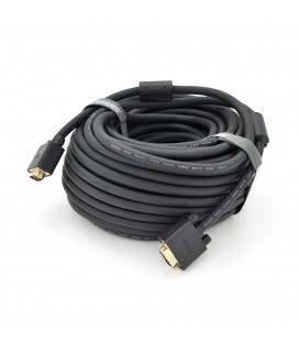 Кабель VEGGIEG VG-20 VGA 3 + 6, 20m, male to male (тато-тато), OD-8.0mm, 2 фериту, круглий Black, коннектор Gold, Box