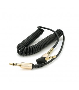 Кабель AUX Audio DC3.5 тато-тато 1.5м пружина, CCA Stereo Jack, (круглий) Black cable, Box