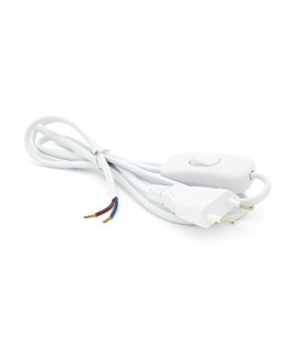 Кабель питания Schuko с переключателем, длина 1.8м, сечение 0.5-0.75mm, под пайку, White, OEM