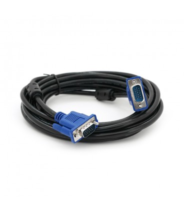 Кабель Merlion VGA 3+2 4m, male to male (тато-тато), 2 ферити, чорно-синій, пакет Q100