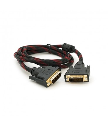 Кабель Merlion Dvi-Dvi 1.5m, 2 ферита, обплетення, Black / Red, 24 / 24pin, (Пакет) Q150