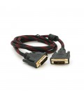 Кабель Merlion Dvi-Dvi 1.5m, 2 ферита, обплетення, Black / Red, 24 / 24pin, (Пакет) Q150