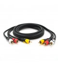 Кабель Audio-Video 3хRCA (тато)  3хRCA (тато), GOLD connector, CU, круглий, чорний, 5,0 м, (Пакет) Преміум