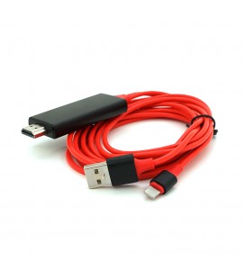 Конвертер MHL Lighting (папа) + USB (папа) &gt, HDMI(папа) 1.8м, Red, 4K/2K, BOX