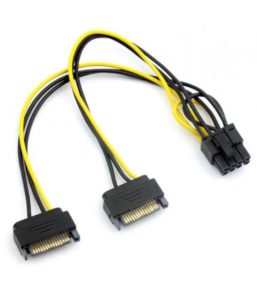 Кабель-перехідник для живлення відеокарти SATA + SATA - 8P, OEM Q50