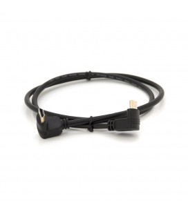 Кабель MerlionHDMI-HDMI 1.0m, v1.4, OD-7.5mm, круглий Black, коннектор Black 90 ° кутовий / 90 ° кутовий