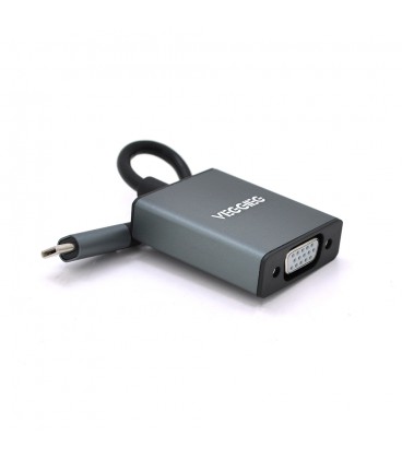 Хаб-конвертор VEGGIEG Type-C (тато) на VGA (мама), 10 см, Black, Box