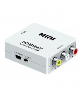 Конвертер Mini, HDMI to AV, ВИХІД 3RCA (мама) на ВХІД HDMI (мама), 720P / 1080P, White, BOX