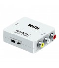 Конвертер Mini, HDMI to AV, ВИХІД 3RCA (мама) на ВХІД HDMI (мама), 720P / 1080P, White, BOX
