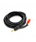 Кабель DC3.5 (тато)  2хRCA (тато), GOLD Jack, CU, Stereo, круглий, Black, 3,0 м, (Пакет) Q300