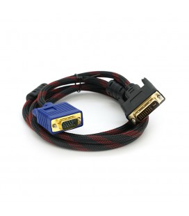 Кабель VGA (тато) -DVI-I (тато) (24 + 5) 1.5метра 2 фериту обплетення круглий чорний Q200