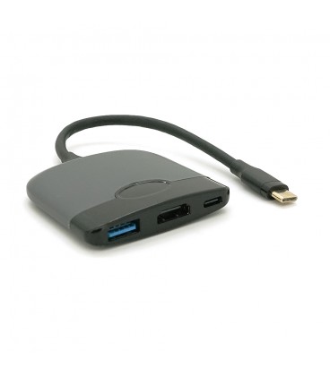Хаб Type-C(тато) пластиковий, HDMI(мама)+USB3.0(мама)+PD(мама), 23cm, Black