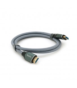 Кабель VEGGIEG V-H401 HDMI-HDMI 8K Premium, 1.0m, круглый, оплетка, Silver, коннектор Black-Silver, Box