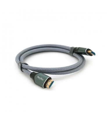 Кабель VEGGIEG V-H401 HDMI-HDMI 8K Premium, 1.0m, круглий, обплетення, Silver, конектор Black-Silver, Box