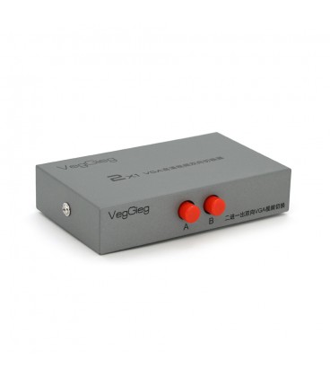 VGA спліттер Veggieg V-F201 – перемикач моніторів на 2 входи, Silver