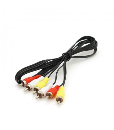 Кабель Audio-Video 3хRCA (тато)  3хRCA (тато), CCA, круглий, Black, 1,0 м, (Пакет)