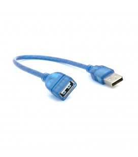 Удлинитель USB 2.0 AM/AF, 0.3m, прозрачный синий Q500