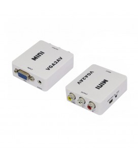Конвертер Mini, VGA to AV, ВИХІД 3RCA(мама) на ВХІД VGA(мама), 720P/1080P, White, BOX
