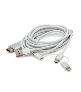 Конвертер MHL Type-C/Micro/Lighting (тато) + USB (тато)  HDMI(тато) 1.8м, Black, 4K/2K, BOX