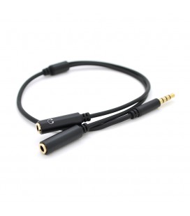 Развитвитель аудио VEGGIEG AM2-B для наушников и микрофона, Jack 3.5 (папа ) 4 pin &gt,2*Jack 3.5(мама) 3 pin, 0.2m, круглый, Па