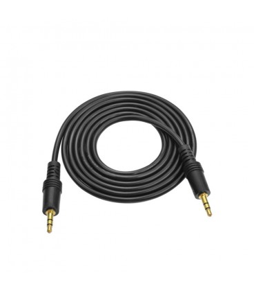 Кабель AUX Audio DC3.5 тато-тато 1.5м, GOLD Stereo Jack, (круглий) Black cable, Пакет Q500