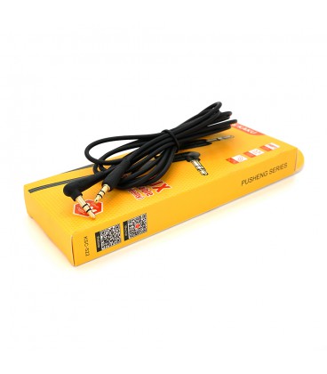 Кабель iKAKU KSC-522 PUSHENG AUX Audio DC3.5 папа-папа 2.0м, GOLD Stereo Jack, (круглый) Black cable, Box