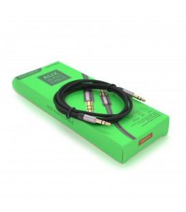 Кабель  iKAKU KSC-389 ROUYA AUX Audio DC3.5 тато-тато 1.0м, GOLD Stereo Jack, (круглий) Black cable, Box