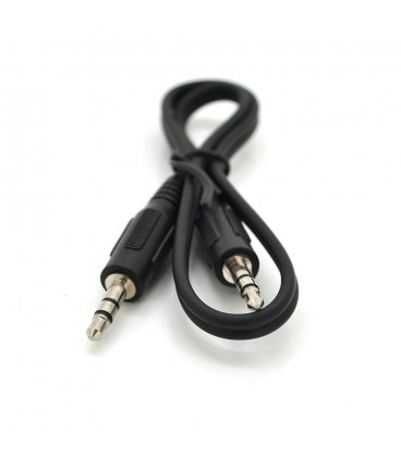 Кабель AUX Audio DC3.5 тато-тато 0,4м, GOLD Stereo Jack, (круглий) Black cable, Пакет Q500
