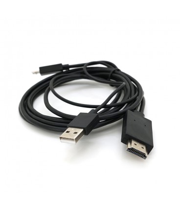 Конвертер MHL microUSB (тато) + USB (тато)  HDMI(тато) 1.8м, Black, 4K/2K, BOX
