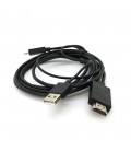 Конвертер MHL microUSB (тато) + USB (тато)  HDMI(тато) 1.8м, Black, 4K/2K, BOX